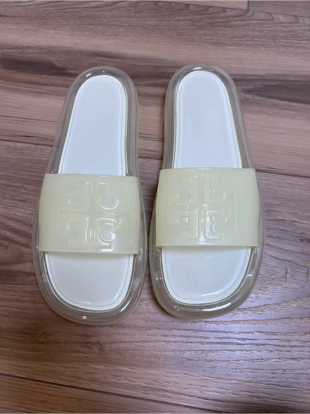 Tory Burch Bubble Jelly Slides ivory size 8 slip on sandals rubber Shopbop